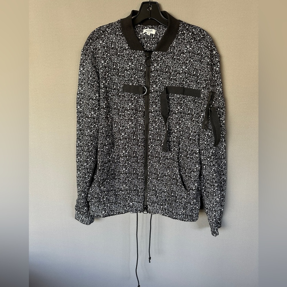 Black and White Textured Streetwear Jacket